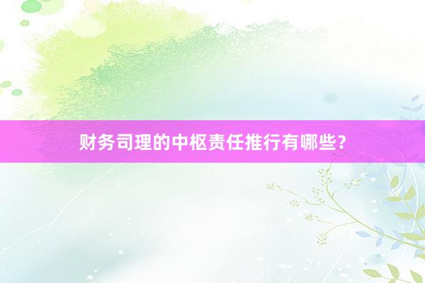 财务司理的中枢责任推行有哪些？